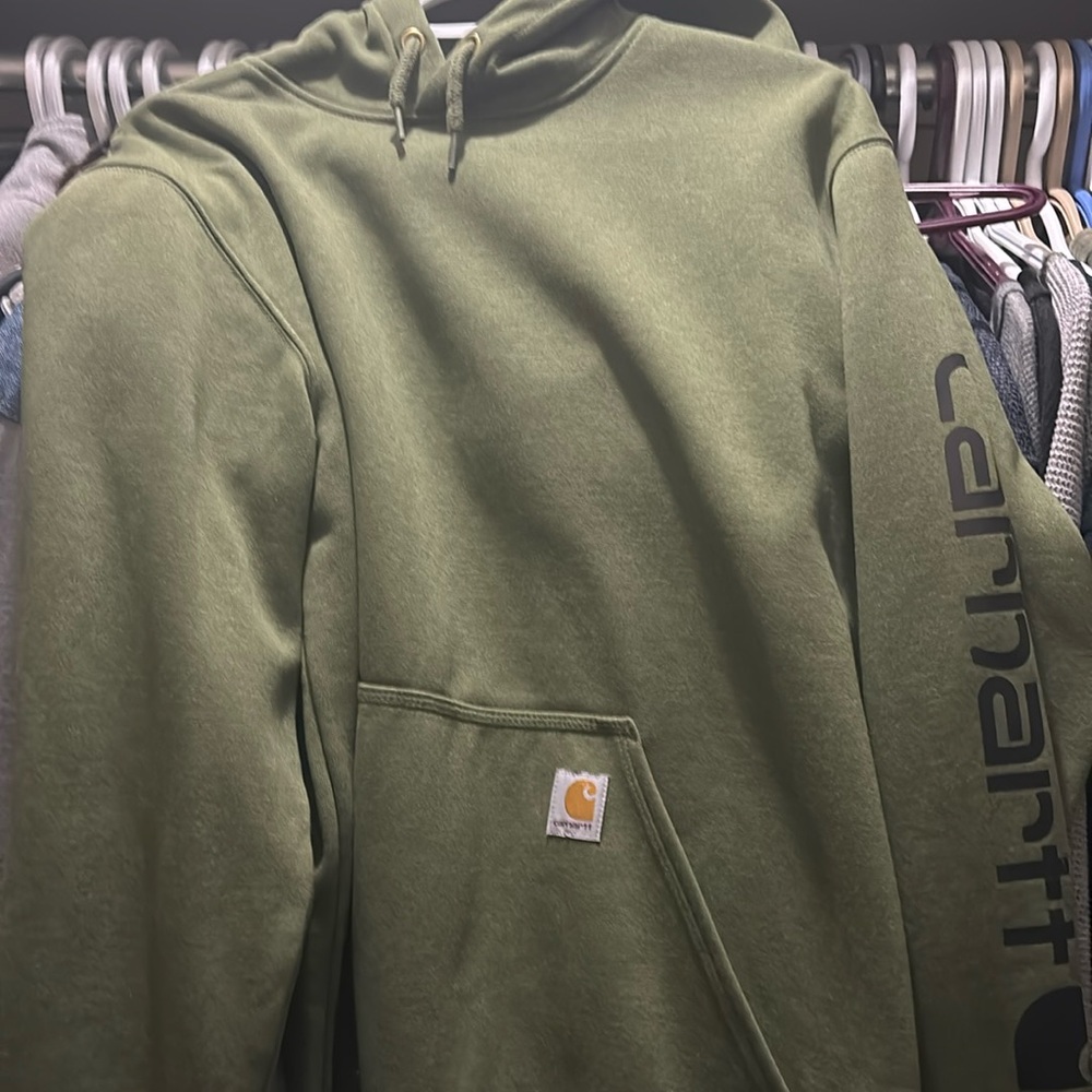 BRAND NEW NEVER WORN mens carhartt hoodie with logo on sleeve NO LOW BALLERS !